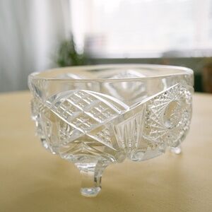 Imperial glass Crystal bowl Vintage footed candy dish